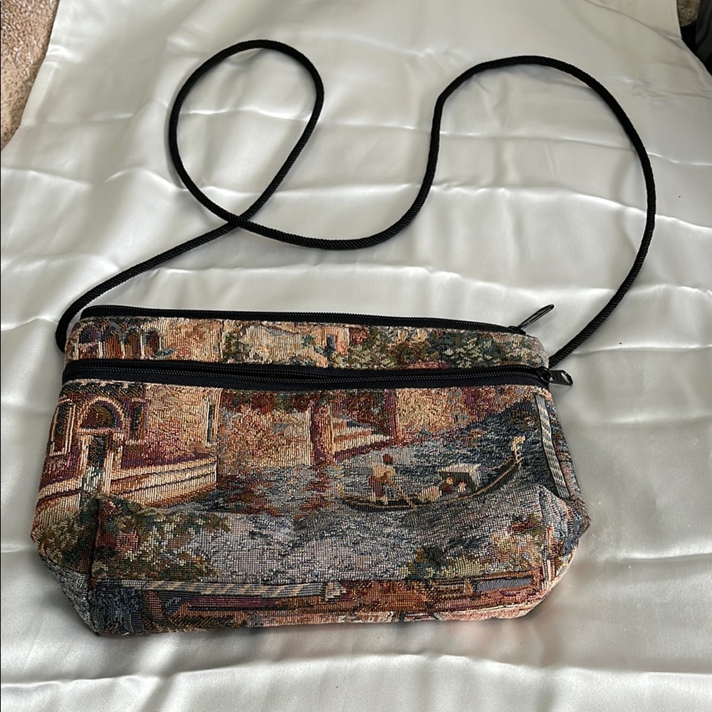 Danny Kaplan Brown and Tan Crossbody Bag with Rustic Appeal